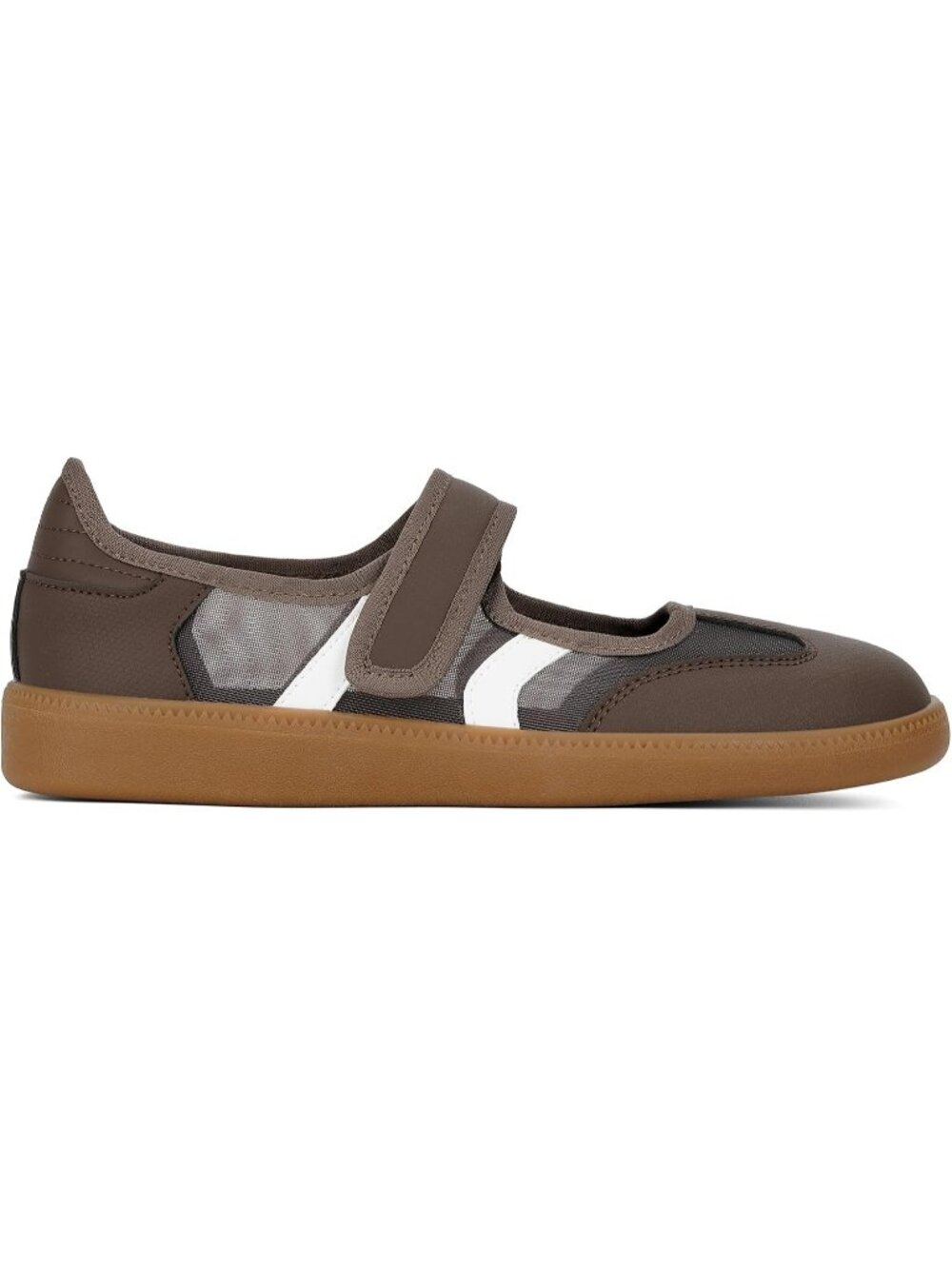 Womens Chocolate White Mesh Slip On Ballet Flats Walking Retro Fashion Sneakers